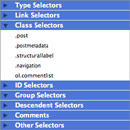 Statements in the statement list sorted by selector type